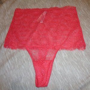 VICTORIA'S Secret High Waisted High Rise Lace Thong Coral Panties Size Medium